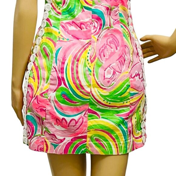Lilly Pulitzer Dress Mila Shift Embroidery Multi All Nighter Flamingo Back/Zip 0 - Picture 9 of 16